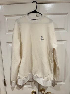 OVO Cream Crewneck Sweater with Embroidered Owl